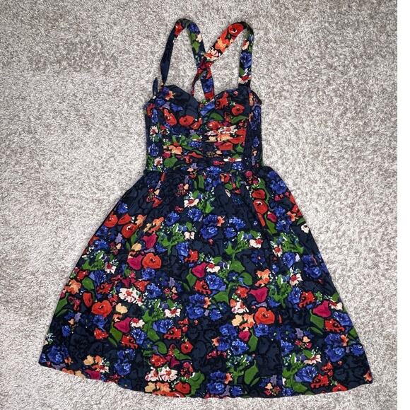 Anthropologie HD in Paris Paca Floral Corduroy Halter Dress Size 0 - Picture 2 of 8
